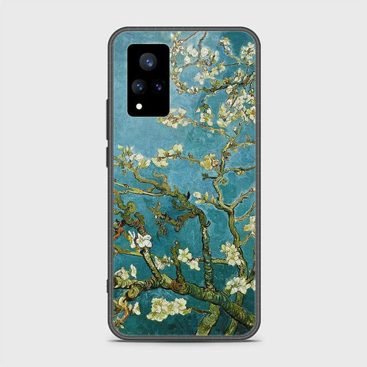 Vivo V21 Cover - Floral Series 2 - D36 - HQ Ultra Shine Premium Infinity Glass Soft Silicon Borders Case ( Fast Delivery )