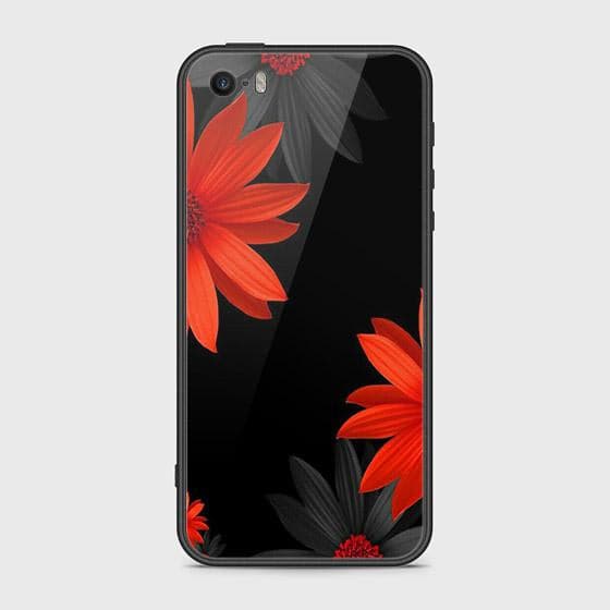 iPhone SE Cover - Floral Series 2 - D2 - HQ Ultra Shine Premium Infinity Glass Soft Silicon Borders Case ( Fast Delivery )