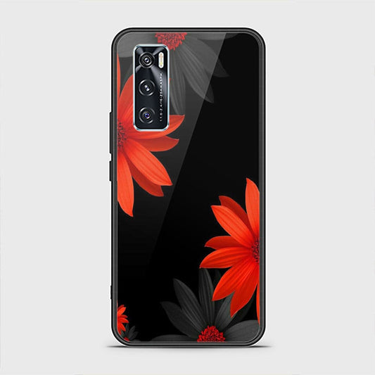 Vivo V20 SE Cover - Floral Series 2 - D46 - HQ Ultra Shine Premium Infinity Glass Soft Silicon Borders Case ( Fast Delivery )