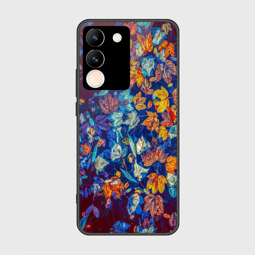 vivo V29e Cover- Floral Series 2 - HQ Ultra Shine Premium Infinity Glass Soft Silicon Borders Case (Fast Delivery)