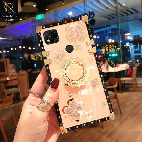 Xiaomi Redmi 9C Cover - Golden - Square Bling Diamond Glitter Soft TPU Trunk Case with Ring Holder