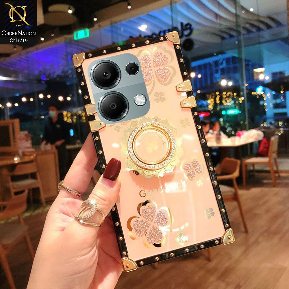 Xiaomi Redmi Note 13 Pro 4G Cover - Golden - Square Bling Diamond Glitter Soft TPU Trunk Case with Ring Holder