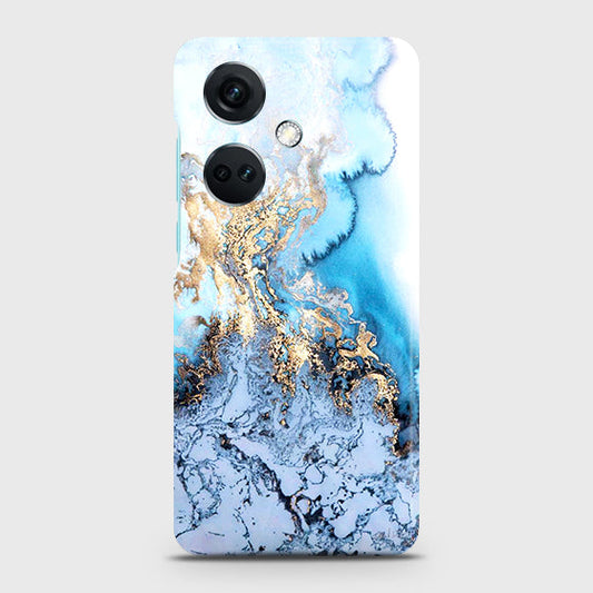 OnePlus Nord CE3 Cover - Trendy Golden & Blue Ocean Marble Printed Hard Case with Life Time Colors Guarantee