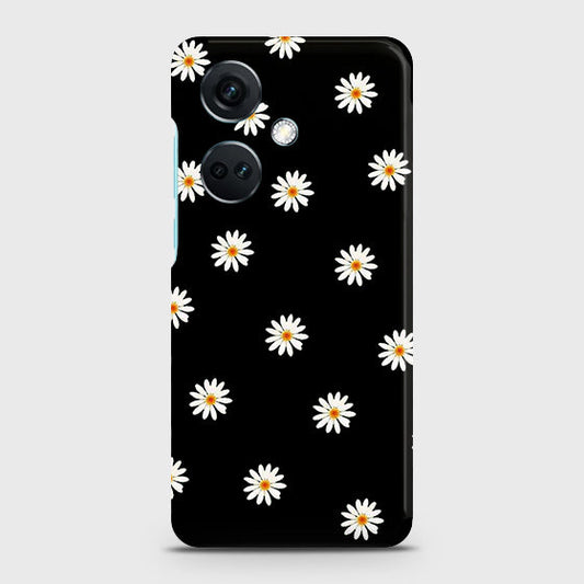 Oppo K11 Cover - White Bloom Flowers with Black Background Printed Hard Case with Life Time Colors Guarantee