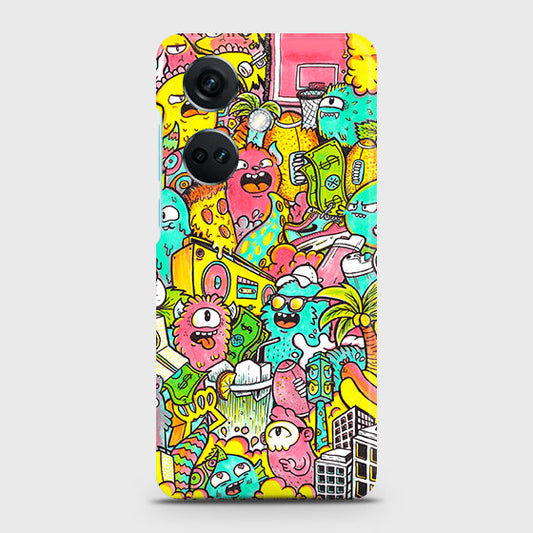 OnePlus Nord CE3 Cover - Candy Colors Trendy Sticker Collage Printed Hard Case with Life Time Colors Guarantee