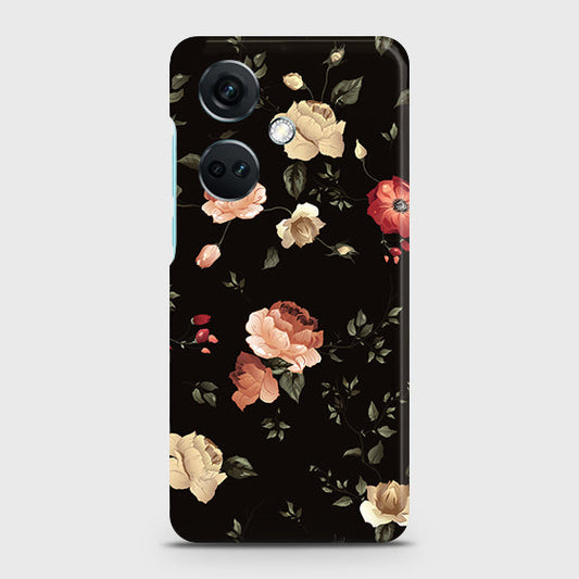 OnePlus Nord CE3 Cover - Dark Rose Vintage Flowers Printed Hard Case with Life Time Colors Guarantee