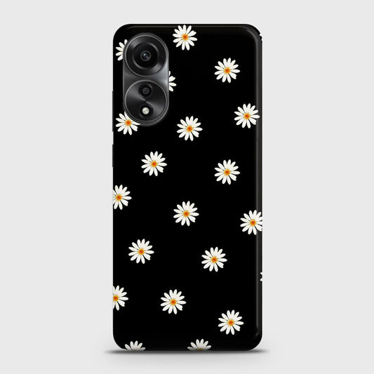 Oppo A58 4G Cover - White Bloom Flowers with Black Background Printed Hard Case with Life Time Colors Guarantee (Fast Delivery) (A)