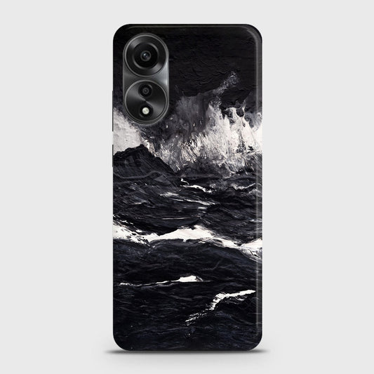 Oppo A58 4G Cover - Black Ocean Marble Trendy Printed Hard Case with Life Time Colors Guarantee