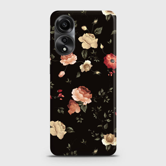Oppo A58 4G Cover - Dark Rose Vintage Flowers Printed Hard Case with Life Time Colors Guarantee