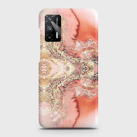 Realme Q3 Pro 5G Cover - Trendy Chic Rose Gold Marble Printed Hard Case with Life Time Colors Guarantee