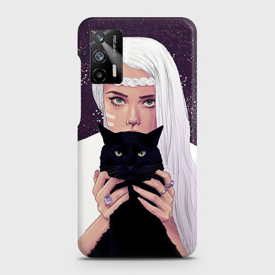 Realme Q3 Pro 5G Cover - Trendy Wild Black Cat Printed Hard Case with Life Time Colors Guarantee