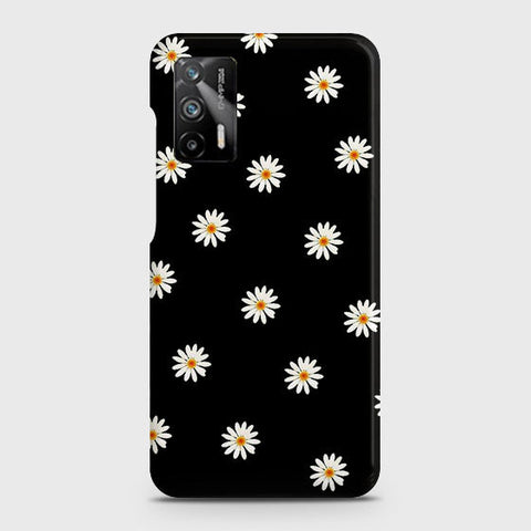 Realme Q3 Pro 5G Cover - White Bloom Flowers with Black Background Printed Hard Case with Life Time Colors Guarantee