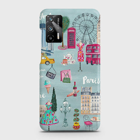 Realme Q3 Pro 5G Cover - London, Paris, New York ModernPrinted Hard Case with Life Time Colors Guarantee