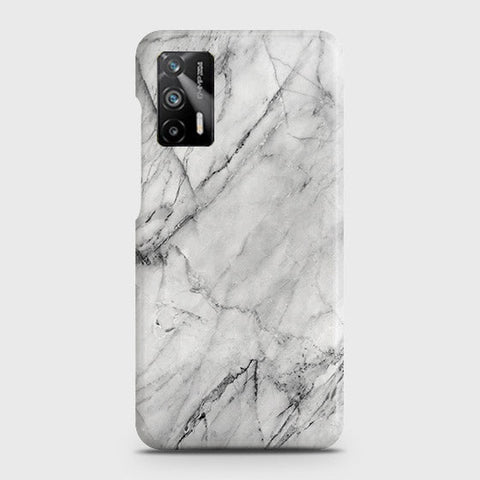 Realme Q3 Pro 5G Cover - Trendy White Marble Printed Hard Case with Life Time Colors Guarantee