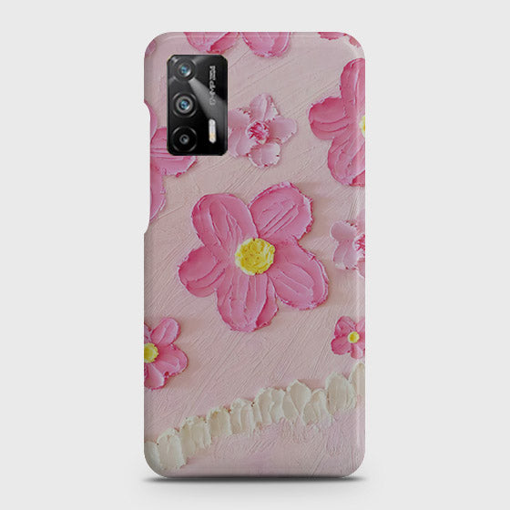 Realme Q3 Pro 5G Cover - Floral Series - Design 2 - Pink - Matte Finish - Snap On Hard Case with LifeTime Colors Guarantee