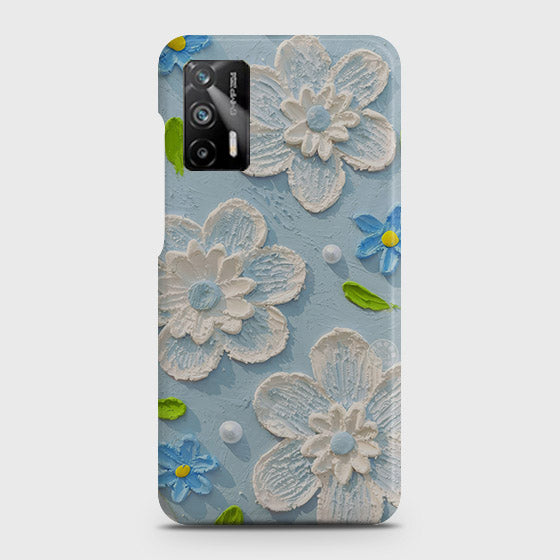 Realme Q3 Pro 5G Cover - Floral Series - Design 3 - Sky Blue - Matte Finish - Snap On Hard Case with LifeTime Colors Guarantee