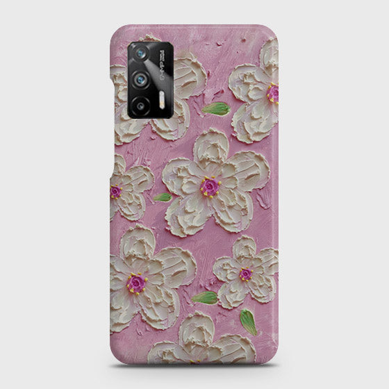 Realme Q3 Pro 5G Cover - Floral Series - Design 5 - Pink & White - Matte Finish - Snap On Hard Case with LifeTime Colors Guarantee