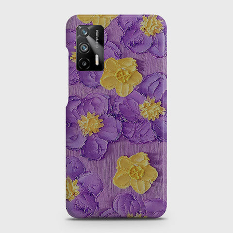 Realme Q3 Pro 5G Cover - Floral Series - Design 8 - Purple & Yellow - Matte Finish - Snap On Hard Case with LifeTime Colors Guarantee