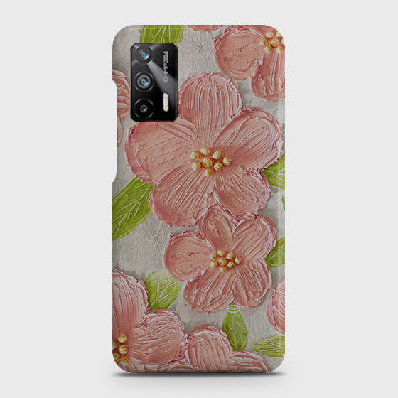 Realme Q3 Pro 5G Cover - Floral Series - Design 9 - Pink & Green - Matte Finish - Snap On Hard Case with LifeTime Colors Guarantee