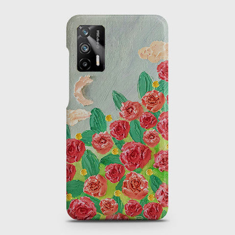 Realme Q3 Pro 5G Cover - Floral Series - Design 10 - Red & Green - Matte Finish - Snap On Hard Case with LifeTime Colors Guarantee