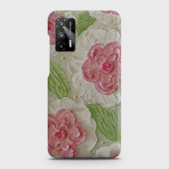 Realme Q3 Pro 5G Cover - Floral Series - Design 13 - Offwhite & Green - Matte Finish - Snap On Hard Case with LifeTime Colors Guarantee