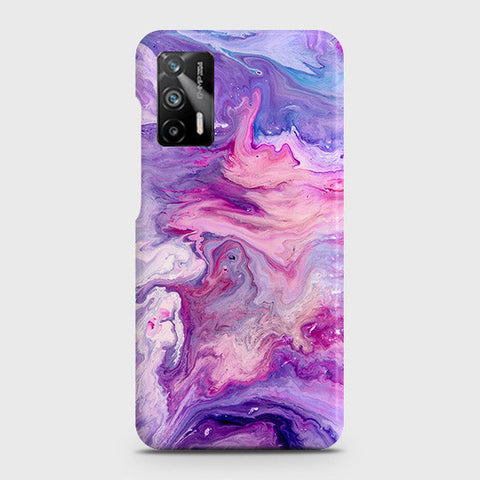 Realme Q3 Pro 5G Cover - Chic Blue Liquid Marble Printed Hard Case with Life Time Colors Guarantee