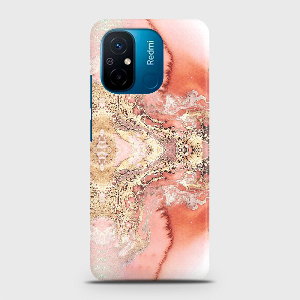 Xiaomi Redmi 12C Cover - Trendy Chic Rose Gold Marble Printed Hard Case with Life Time Colors Guarantee