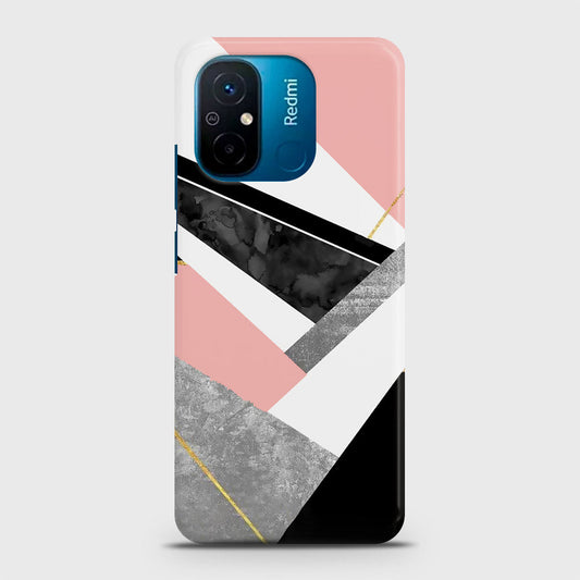 Xiaomi Redmi 12C Cover - Geometric Luxe Marble Trendy Printed Hard Case with Life Time Colors Guarantee