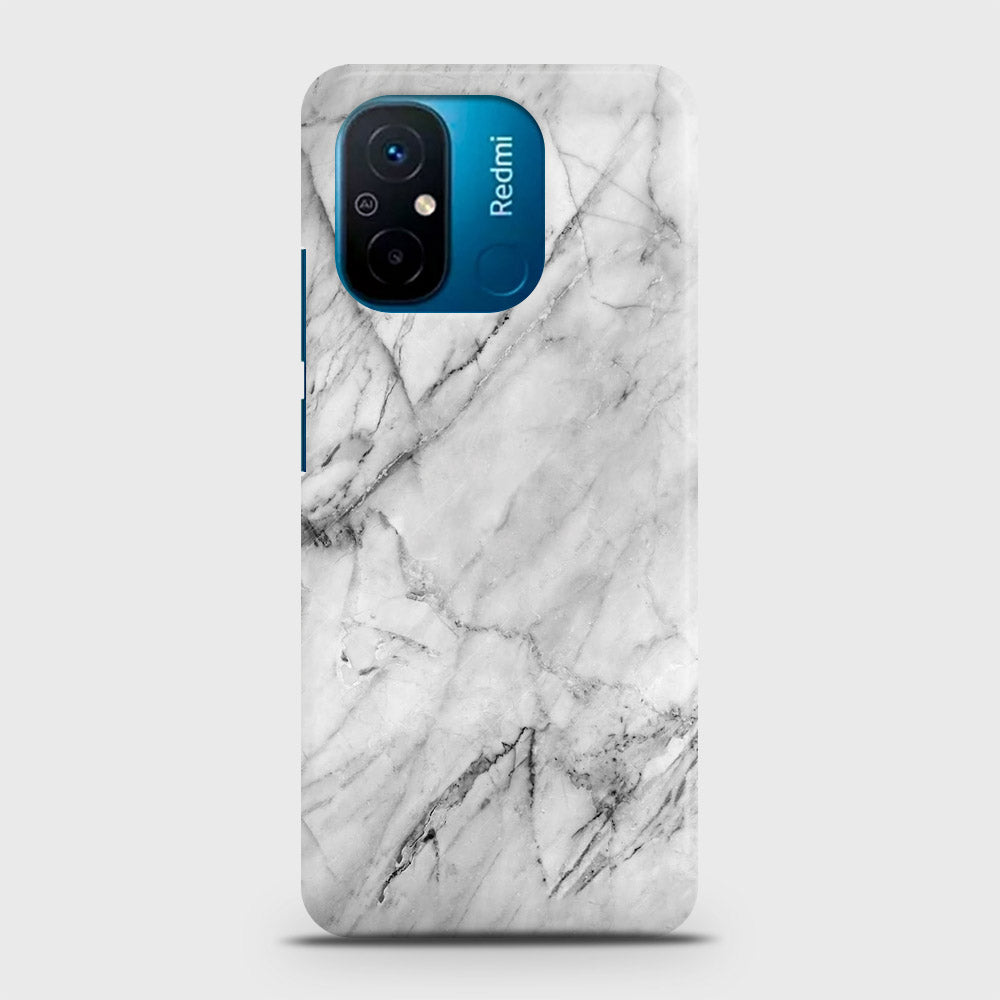 Xiaomi Redmi 12C Cover - Trendy White Marble Printed Hard Case with Life Time Colors Guarantee