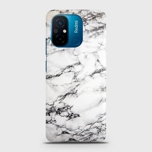 Xiaomi Redmi 12C Cover - Trendy White Floor Marble Printed Hard Case with Life Time Colors Guarantee