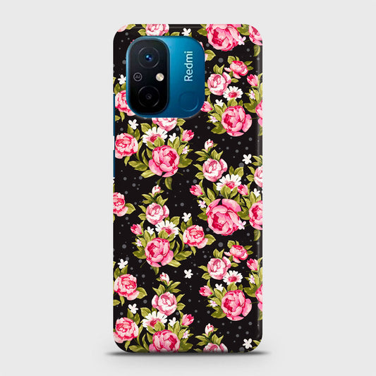 Xiaomi Redmi 12C Cover - Trendy Pink Rose Vintage Flowers Printed Hard Case with Life Time Colors Guarantee