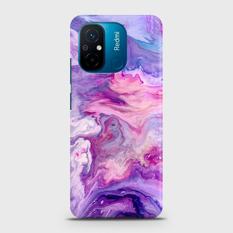 Xiaomi Redmi 12C Cover - Chic Blue Liquid Marble Printed Hard Case with Life Time Colors Guarantee