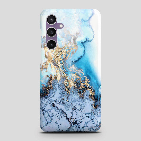 Samsung Galaxy A05s Cover - Trendy Golden & Blue Ocean Marble Printed Hard Case with Life Time Colors Guarantee