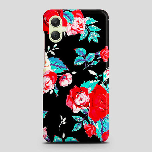 Samsung Galaxy A05 Cover - Luxury Vintage Red Flowers Printed Hard Case with Life Time Colors Guarantee