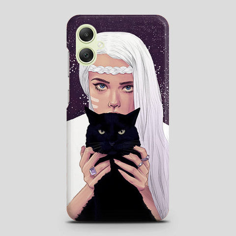 Samsung Galaxy A05 Cover - Trendy Wild Black Cat Printed Hard Case with Life Time Colors Guarantee