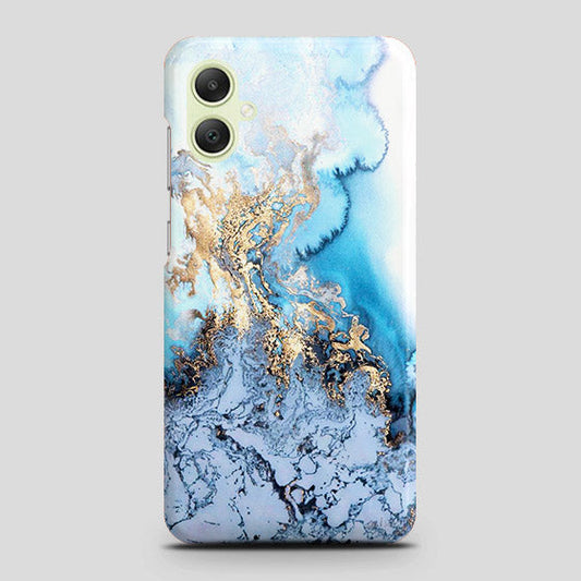 Samsung Galaxy A05 Cover - Trendy Golden & Blue Ocean Marble Printed Hard Case with Life Time Colors Guarantee