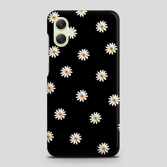 Samsung Galaxy A05 Cover - White Bloom Flowers with Black Background Printed Hard Case with Life Time Colors Guarantee