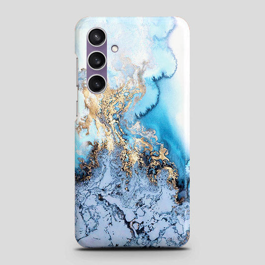 Samsung Galaxy A15 5G Cover - Trendy Golden & Blue Ocean Marble Printed Hard Case with Life Time Colors Guarantee