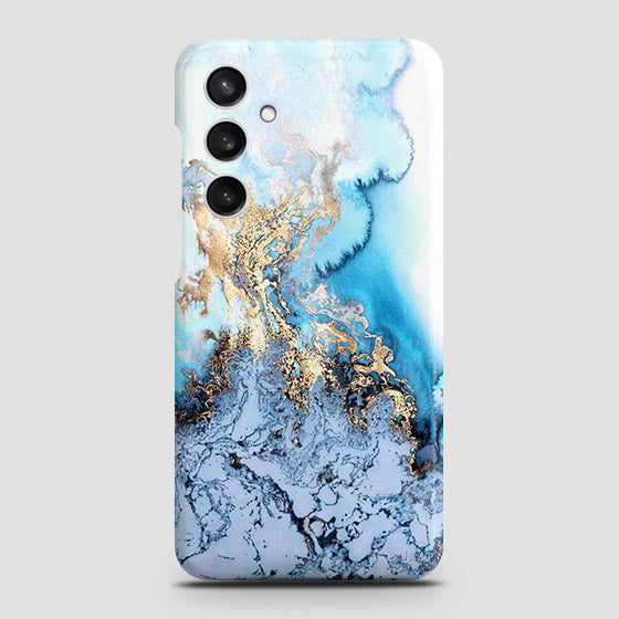 Samsung Galaxy A55 Cover - Trendy Golden & Blue Ocean Marble Printed Hard Case with Life Time Colors Guarantee (Fast Delivery)