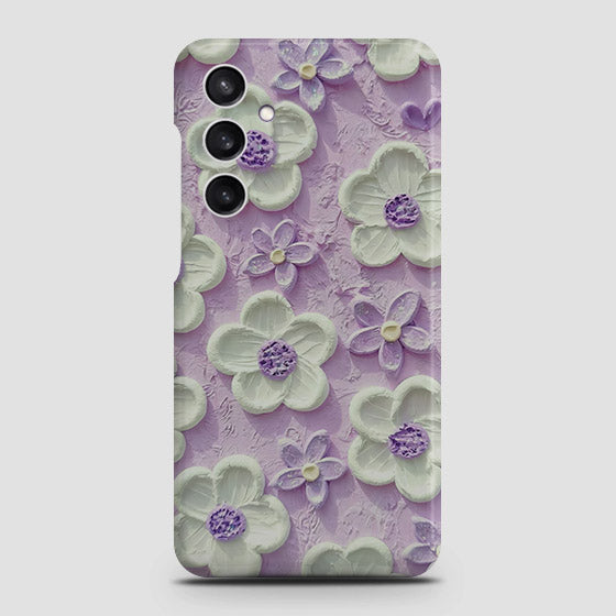 Samsung Galaxy A55 Cover - Floral Series - Design 4 - Purple & White - Matte Finish - Snap On Hard Case with LifeTime Colors Guarantee