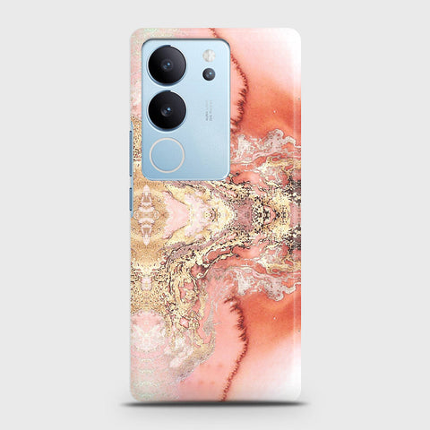 Vivo V29 Pro Cover - Trendy Chic Rose Gold Marble Printed Hard Case with Life Time Colors Guarantee