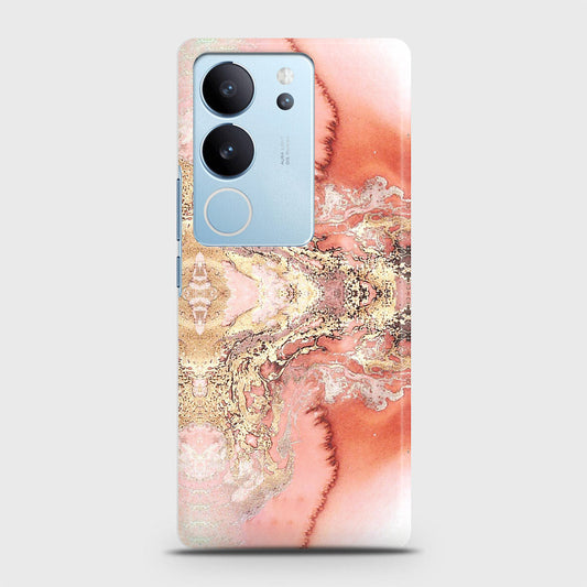 Vivo V29 Cover - Trendy Chic Rose Gold Marble Printed Hard Case with Life Time Colors Guarantee