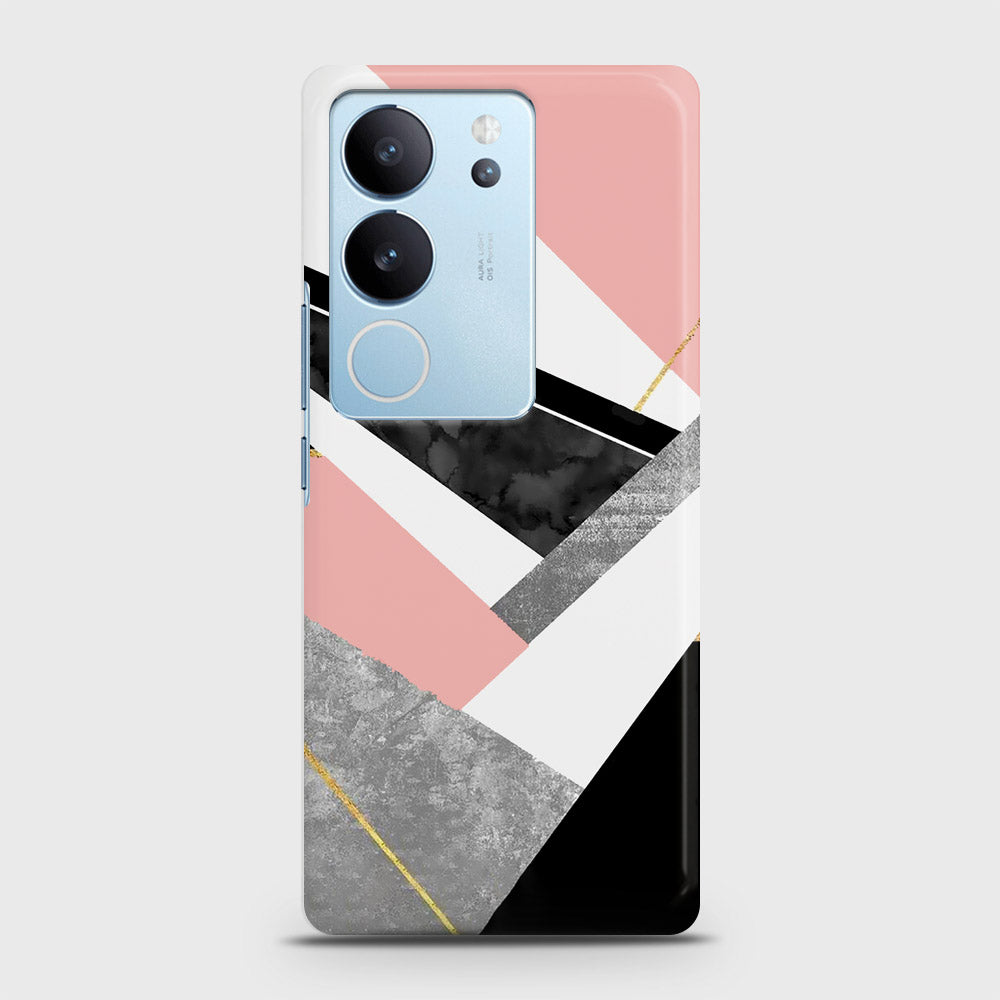 Vivo V29 Pro Cover - Geometric Luxe Marble Trendy Printed Hard Case with Life Time Colors Guarantee