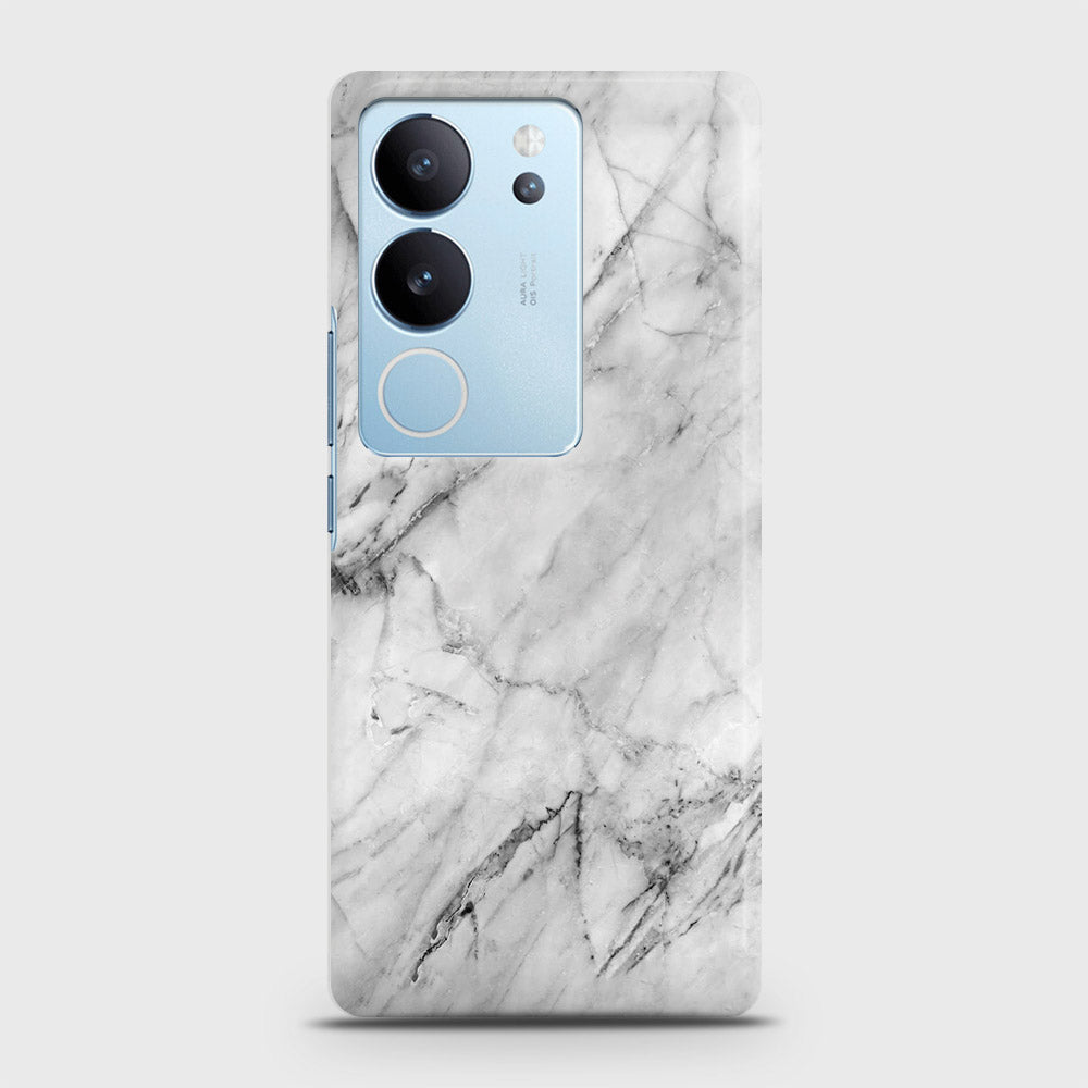 Vivo V29 Cover - Trendy White Marble Printed Hard Case with Life Time Colors Guarantee