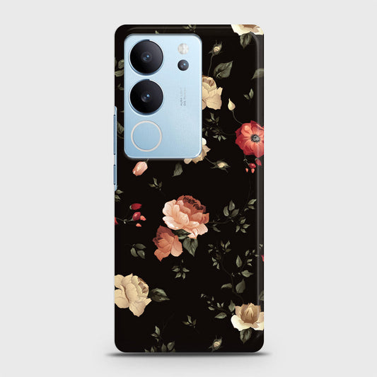 Vivo S17t Cover - Dark Rose Vintage Flowers Printed Hard Case with Life Time Colors Guarantee