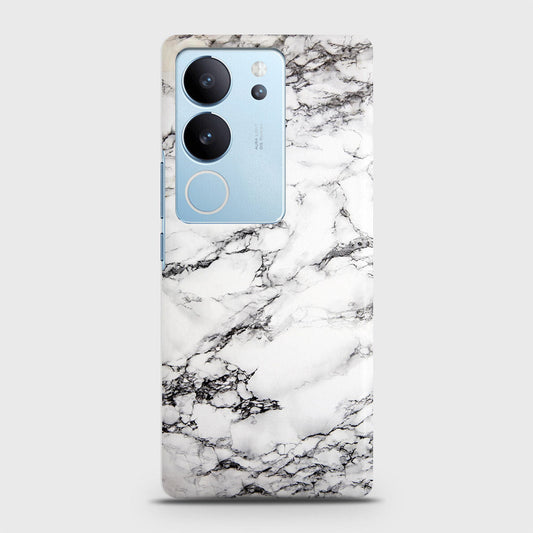 Vivo V29 Cover - Trendy White Floor Marble Printed Hard Case with Life Time Colors Guarantee