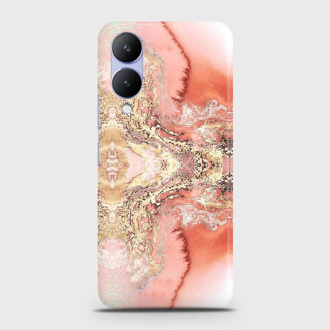 Vivo Y17s Cover - Trendy Chic Rose Gold Marble Printed Hard Case with Life Time Colors Guarantee