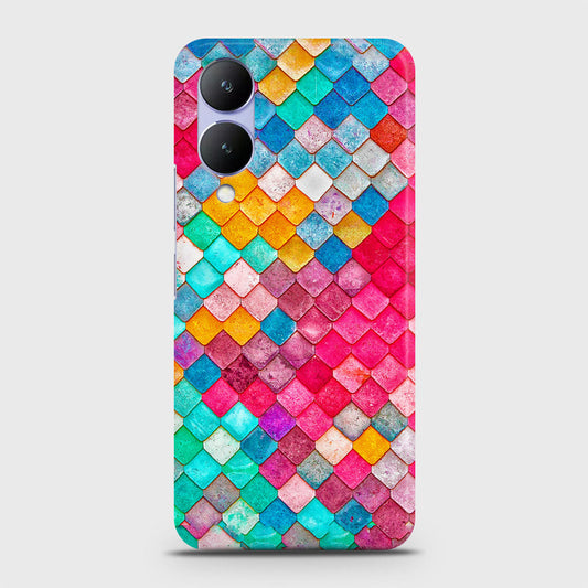 Vivo Y17s Cover - Chic Colorful Mermaid Printed Hard Case with Life Time Colors Guarantee