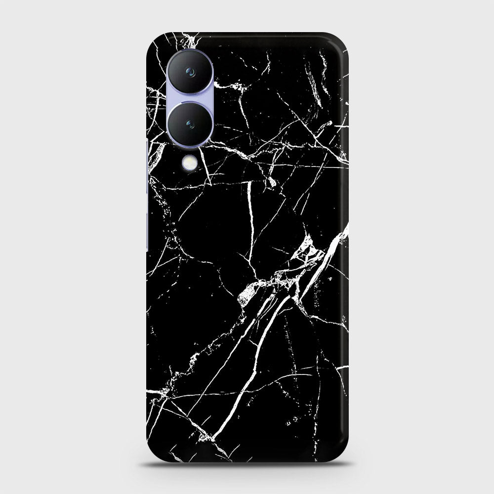 Vivo Y17s Cover - Black Modern Classic Marble Printed Hard Case with Life Time Colors Guarantee