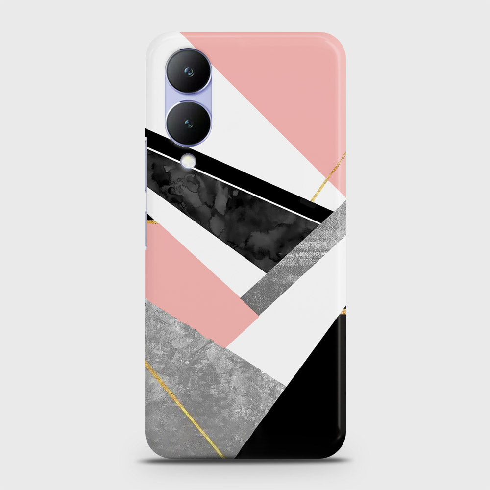 Vivo Y17s Cover - Geometric Luxe Marble Trendy Printed Hard Case with Life Time Colors Guarantee